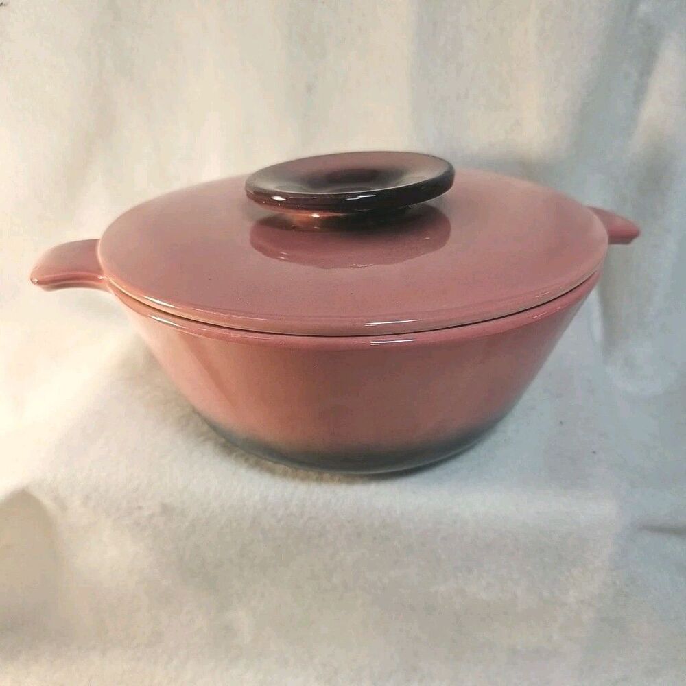Vintage HULL USA No. 35  Black Ombre Lidded Casserole Dish Pottery  1950's MCM
